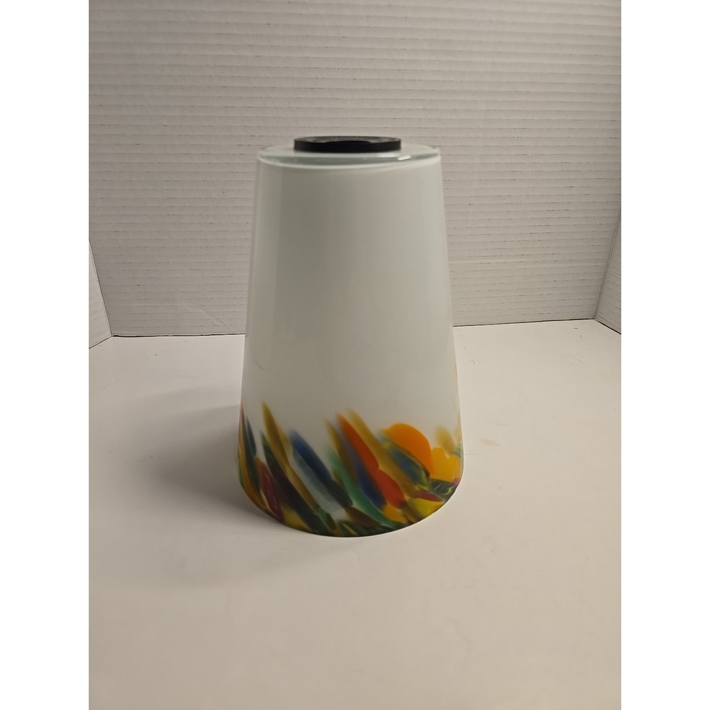 Litex Industries Retro glass Lamp Shade White‎ Base Art Glass Listing C